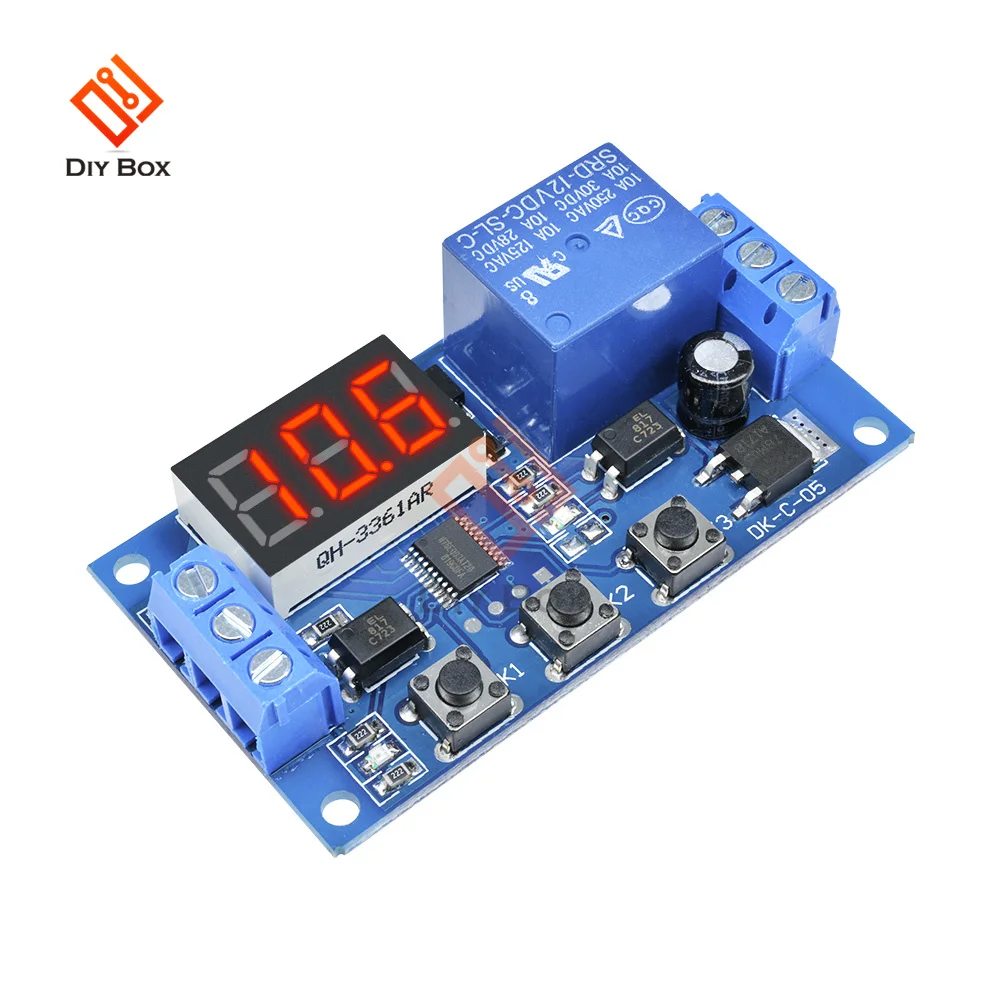 1 Channel 12V Control Programmable Timer Switch Trigger Cycle Module Digital LED Display Time Delay Relay Module Board With Case