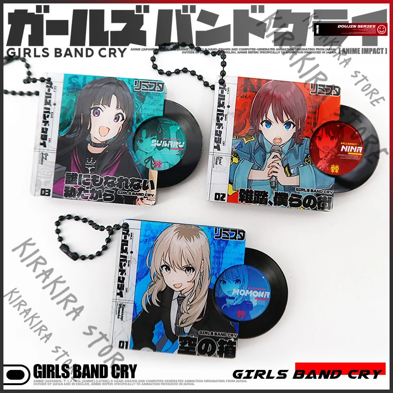 

CD Shaped Backpack Pendants GIRLS BAND CRY NINA ISERI MOMOKA KAWARAGI SUBARU AWA Rupa Keychain Knickknack Cartoon Accessories