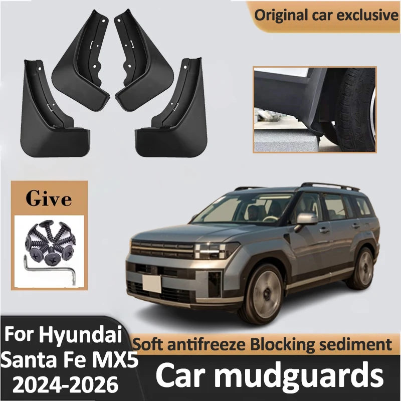 

Car Mud Flaps For Hyundai Santa Fe Accessories MX5 2024 2025 2026 4PCS Mudguards Splash Guards Front Rear Fender Car Accessories