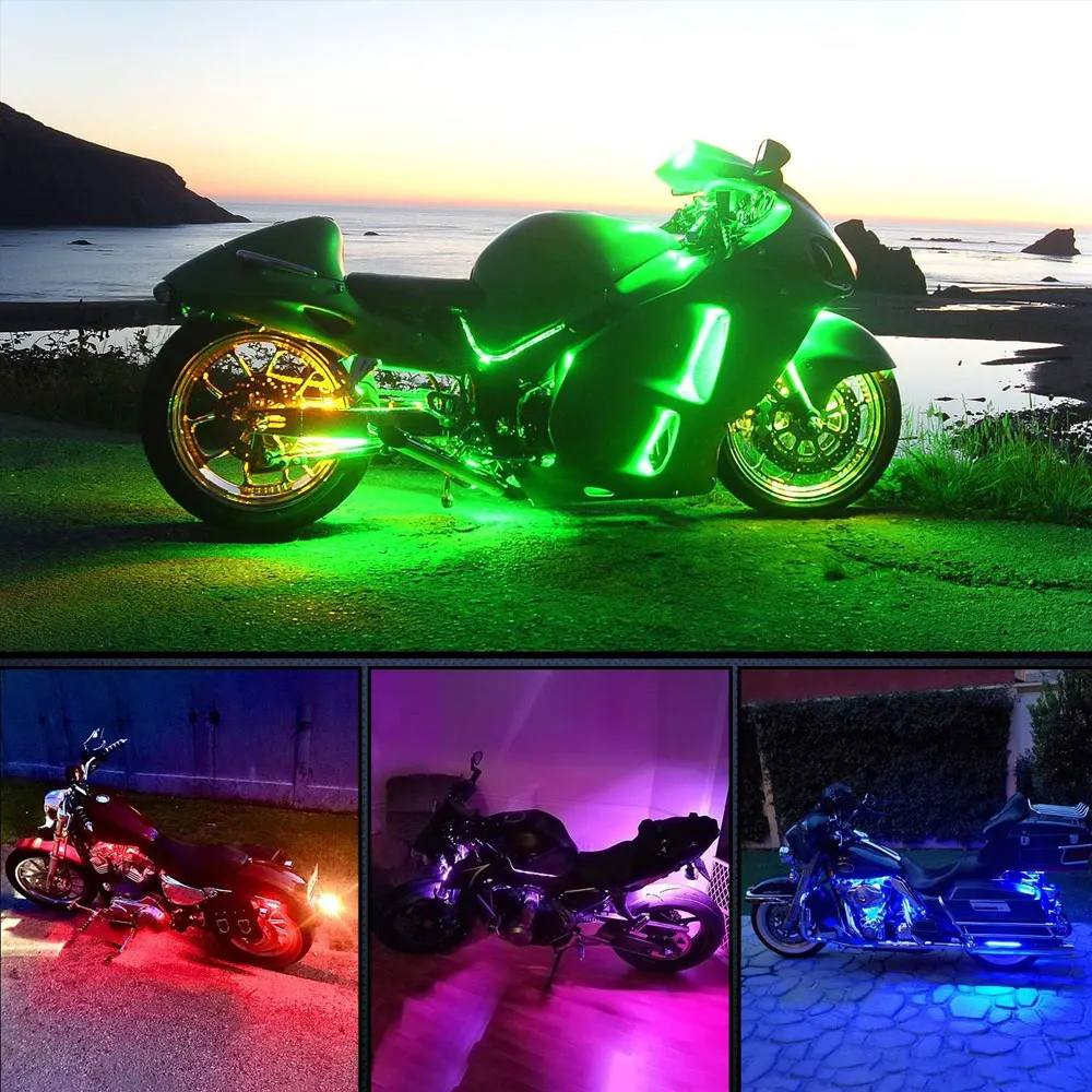 12V Motorcycle Led Light Multi-Color Atmosphere Light Sound Control Decorative Neon Lamp For Harley Yamaha Honda Kawasaki Suzuki