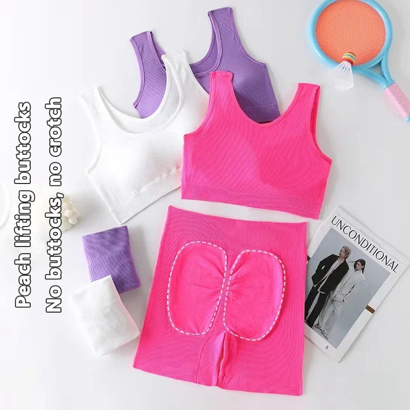 2PCS Women Yoga Set Gym Set Sexy Bra Seamless Sports Shorts Workout Running Clothing Gym Wear Athletic Sport Suit