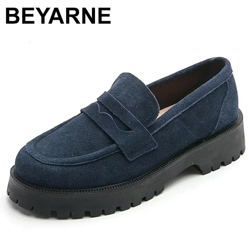 

Suede Genuine Leather Women Loafers New Walk Spring Large Size Ladies Shoes Soft Sole Comfortable Causal Mules 42