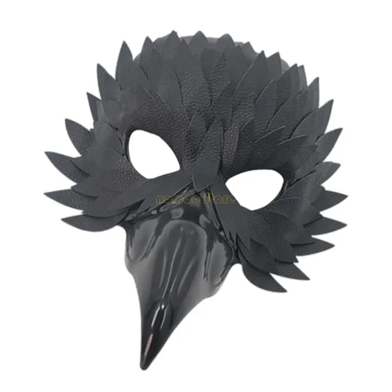 31BF Eulenmaske, Schnabelfeder, halbe Gesichtsmaske, Halloween, Karneval, Cosplay, Party-Maske