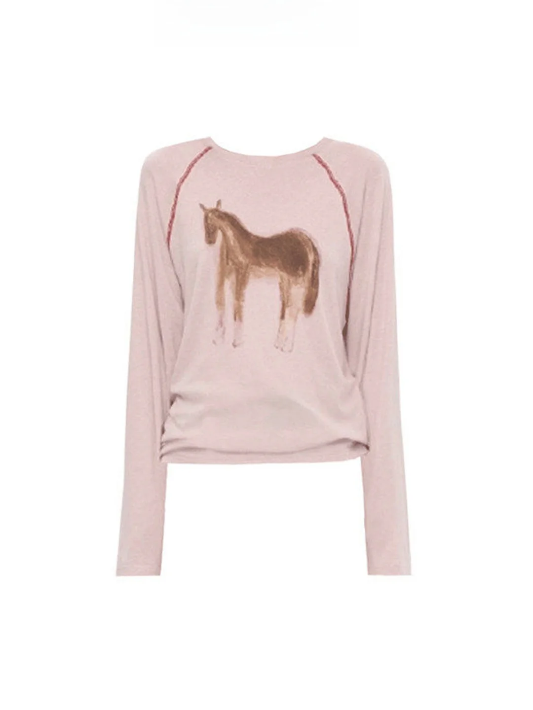 

Женская футболка больших размеров с длинным рукавом, круглым вырезом, свободного кроя, с ручной росписью и декоративным принтом, повседневная