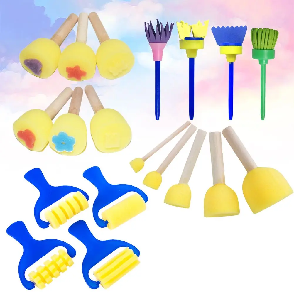 19PCS Painting Tool Set Craft Sponge Sponges Early Learning Educational Playthings Kids DIY Project Creativity Imagination