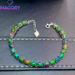 New luxury jewelry female silver charm 925 sterling silver certification natural Opal bracelet gem Christmas girl.