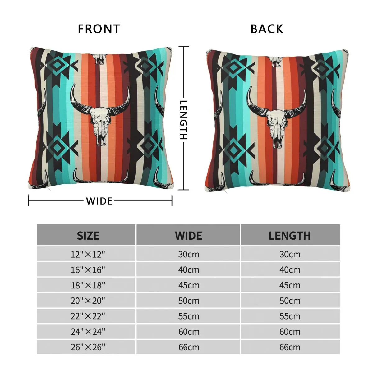 Aztec Bull Skull Skeleton Square Pillowcase Polyester Linen Velvet Printed Decorative Pillow Case Home Cushion Case Wholesale