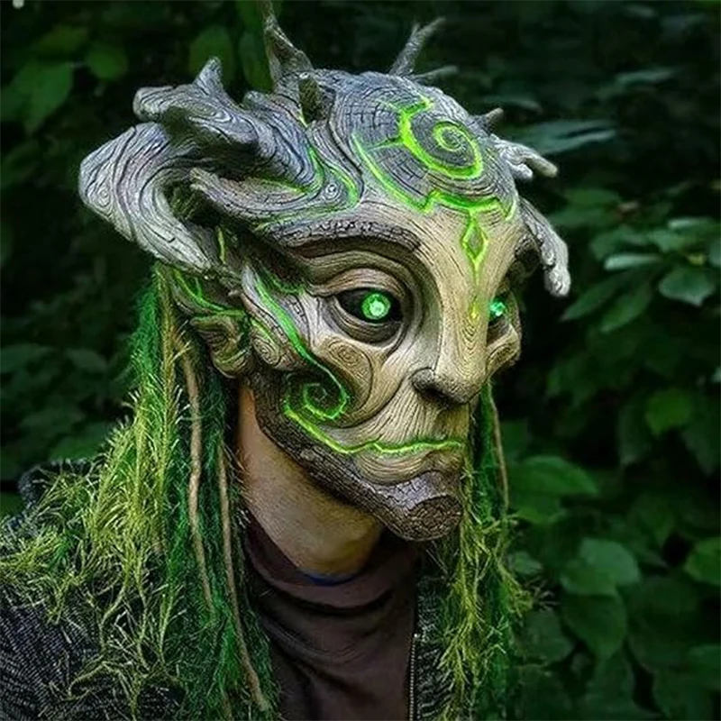 Halloween Waldgeist Maske Event Maskerade Cosplay Kostüme Requisiten Baum Elf Alter Mann Latexmaske Realistischer Baum Alter Mann Kopfbedeckung