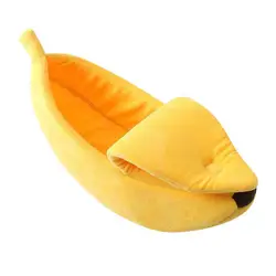 Soft Pet Nest Warm Dog Accessories Winter Creative Banana Shape Dog Cats Puppy Kitten House Bed Dog Accessories