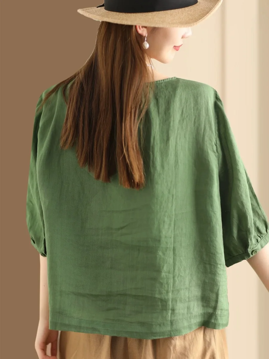 เสื้อผ้าฝ้ายลินินทรงหลวม สไตล์ลำลอง สำหรับผู้หญิง ใส่สบายช่วงฤดูร้อน ช่วยพรางหุ่น ไซส์ใหญ่ 7 สไตล์ลำลอง เหมาะสำหรับใส่ไปทำงาน ดีไซน์ศิลปะ สีสันสดใส ทรงหลวม