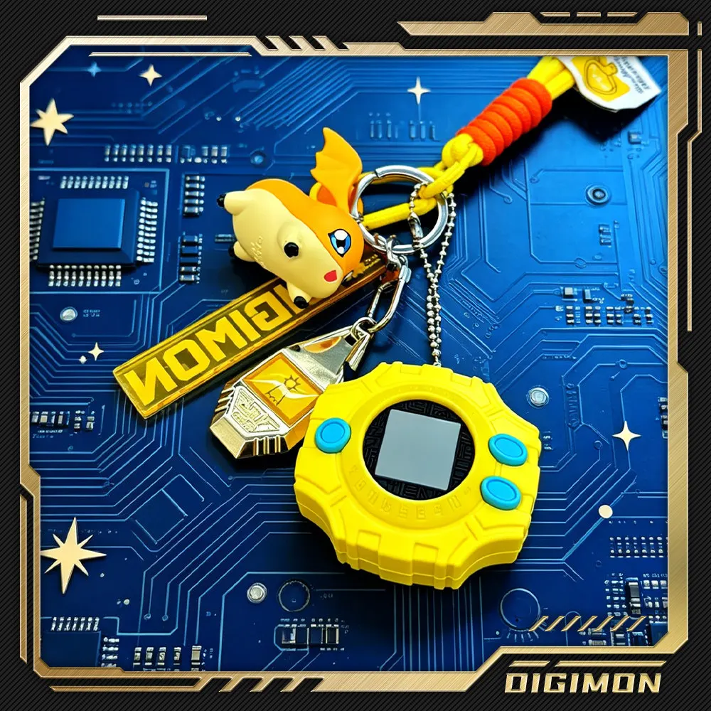 Cartoon Anime Digimon Virtual Pet Digivice Holy Crests 4pcs Set Car Rearview Mirror Hanging Ornament Collectible Keychain Toy