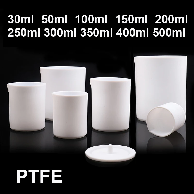 White PTFE Measuring Cup Beaker Silicone Lab Supplies Ware 30ml 50ml 100ml 150ml 200ml 250ml 300ml 350ml 400ml 500ml