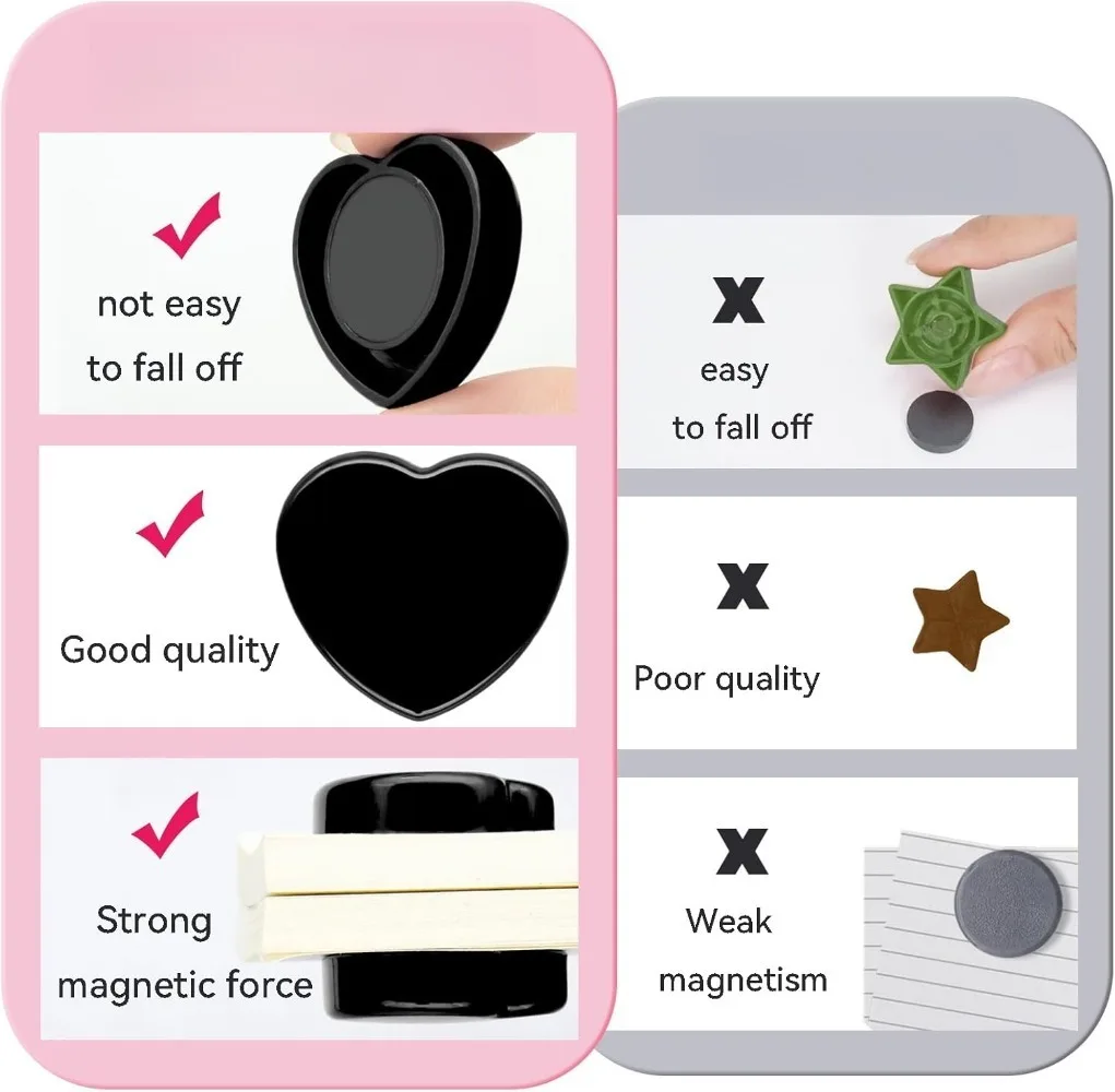 30 sztuk czarnych magnesów w kształcie serca do lodówki – mocne, wytrzymałe, do domu i biura
