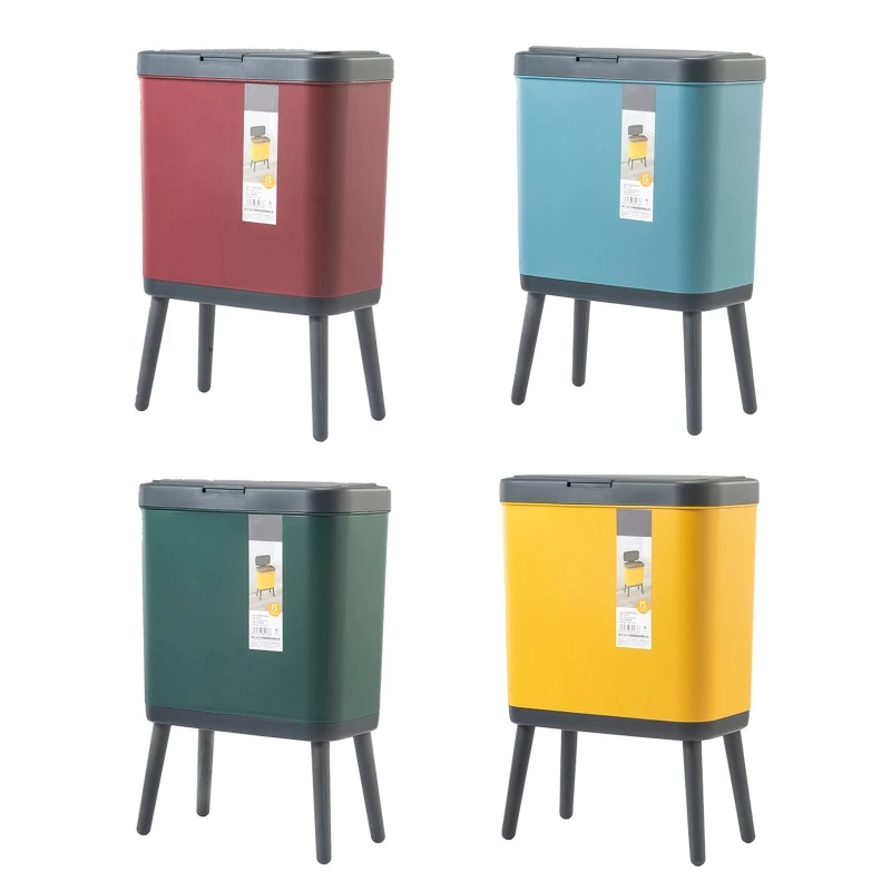 15L for Creative Dustbin High Foot with Lid Large Capacity Press Type Waste Bin Kitchen Garbage Container