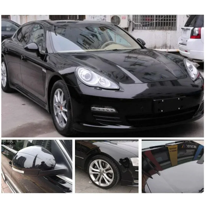 سيارة لمعان الفينيل التفاف فيلم أسود مشرق اللون ملصق سيارة دراجة نارية الجسم التصميم الشارات أعواد تزيين اكسسوارات 150x50 سنتيمتر