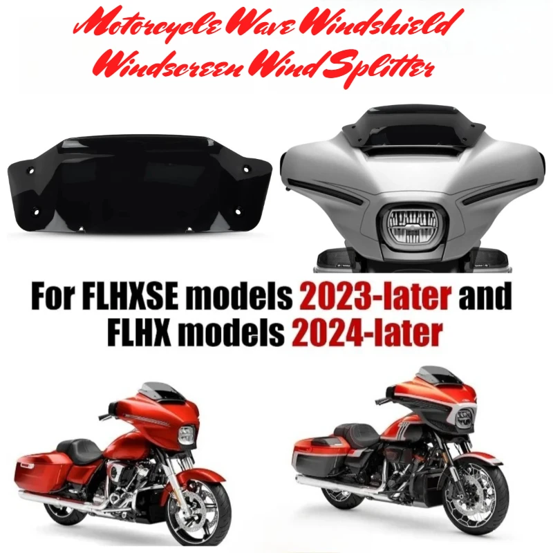 

For Harley CVO Street Glide FLHXSE Street Glide FLHX 2023 2024 Motorcycle Wave Windshield Windscreen Wind Splitter