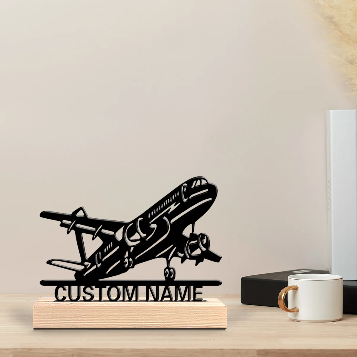 1pc Fashion Personalized Custom Space Shuttle Metal Statues Metal Art With Wooden Base Suitable As A Gift For Professionals, Mal