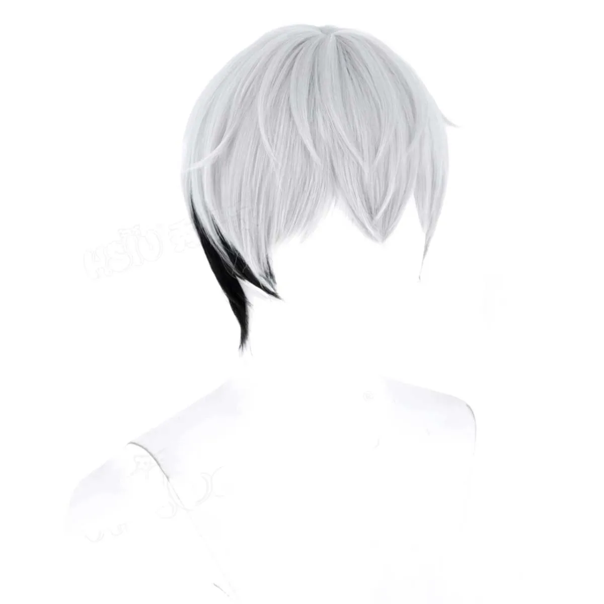 Men Overwatch 2 Mizuki Kawano Cosplay Wig Short Silver White Gradient Black Heat Resistant Synthetic Hair for Game Cosplay