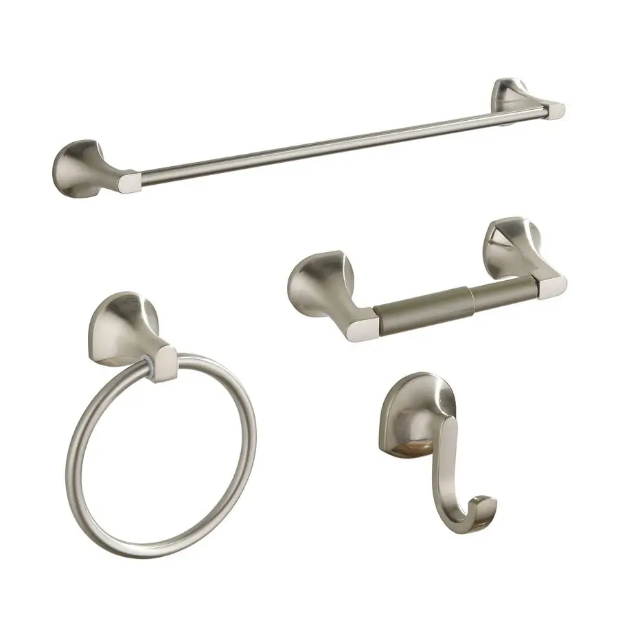 

Bathroom Hardware Set Brushed Nickel Adjustable Expandable Towel Bar 4Piece Bathroom Accessory Set Wall Mounted Robe Hook Toilet