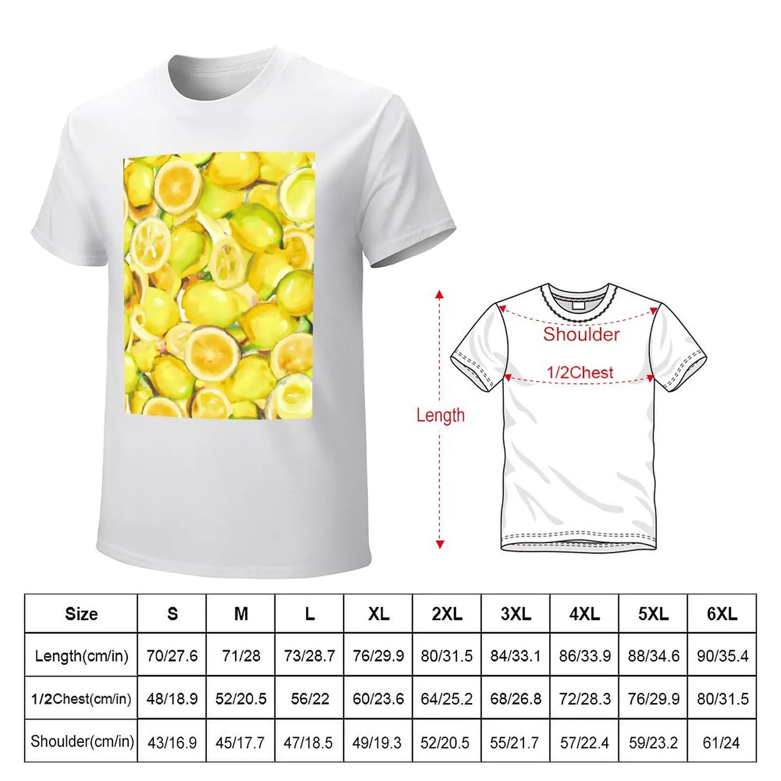 Lemon Watercolour Summer Pattern T-shirt new edition kawaii clothes tees men workout shirt