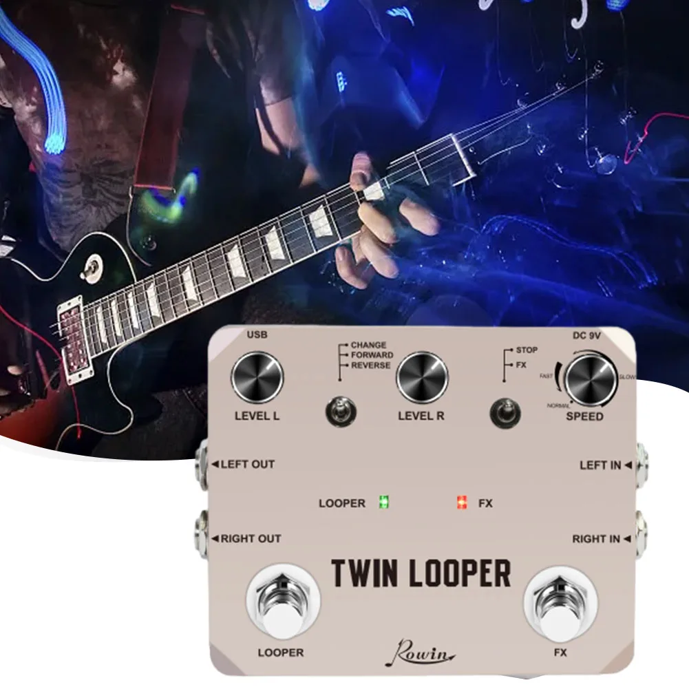 Rowin LTL-02 Twin Looper Electric Guitar Effect Pedal Loop Station 11 Type Of Play With 10 Minutes Of Recording Time True-Bypass