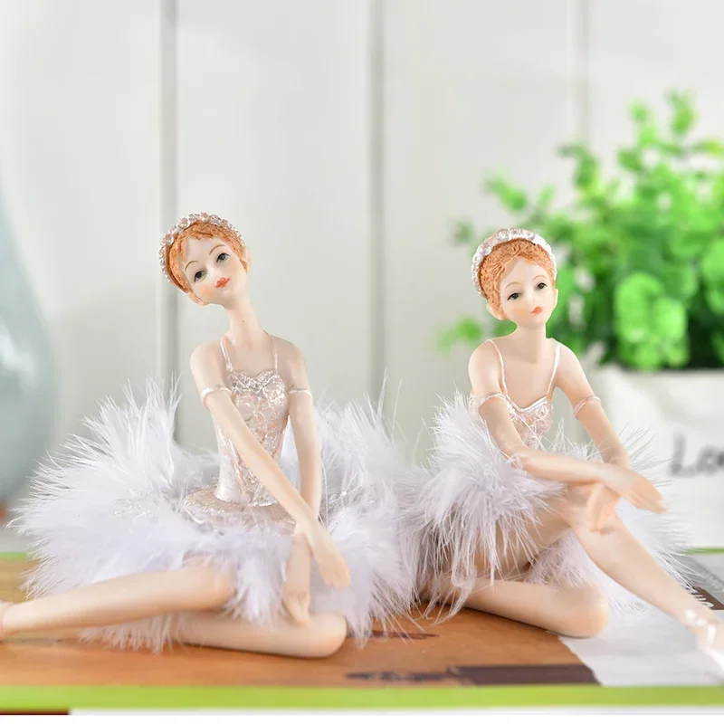 

European Cake Decoration Car Ballet Girl Dancing Doll Resin Adornments Home Cabinet Bookcase Sculpture Crafts Study Room Decor