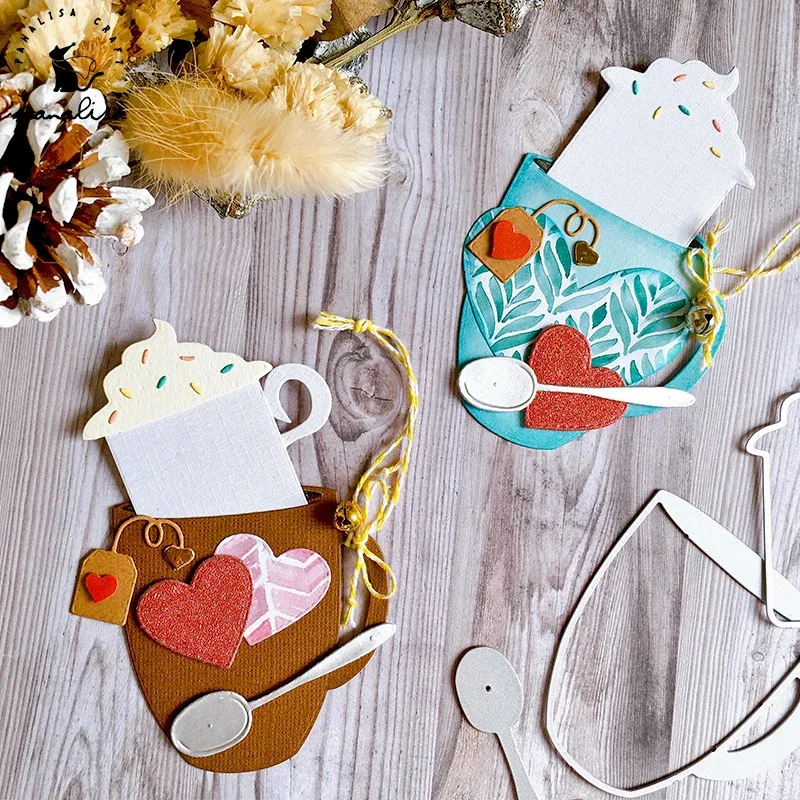 KLJUYP insert coffee cup card Metal Cutting Dies DIY Scrapbooking/album Decorative Embossing DIY Paper Cards