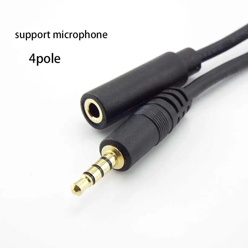 Stereo 3.5mm 4 Pole Audio Male to Female Jack Plug AUX Audio Cables Cord Extension Cable Cord Headphone Car Earphone C4