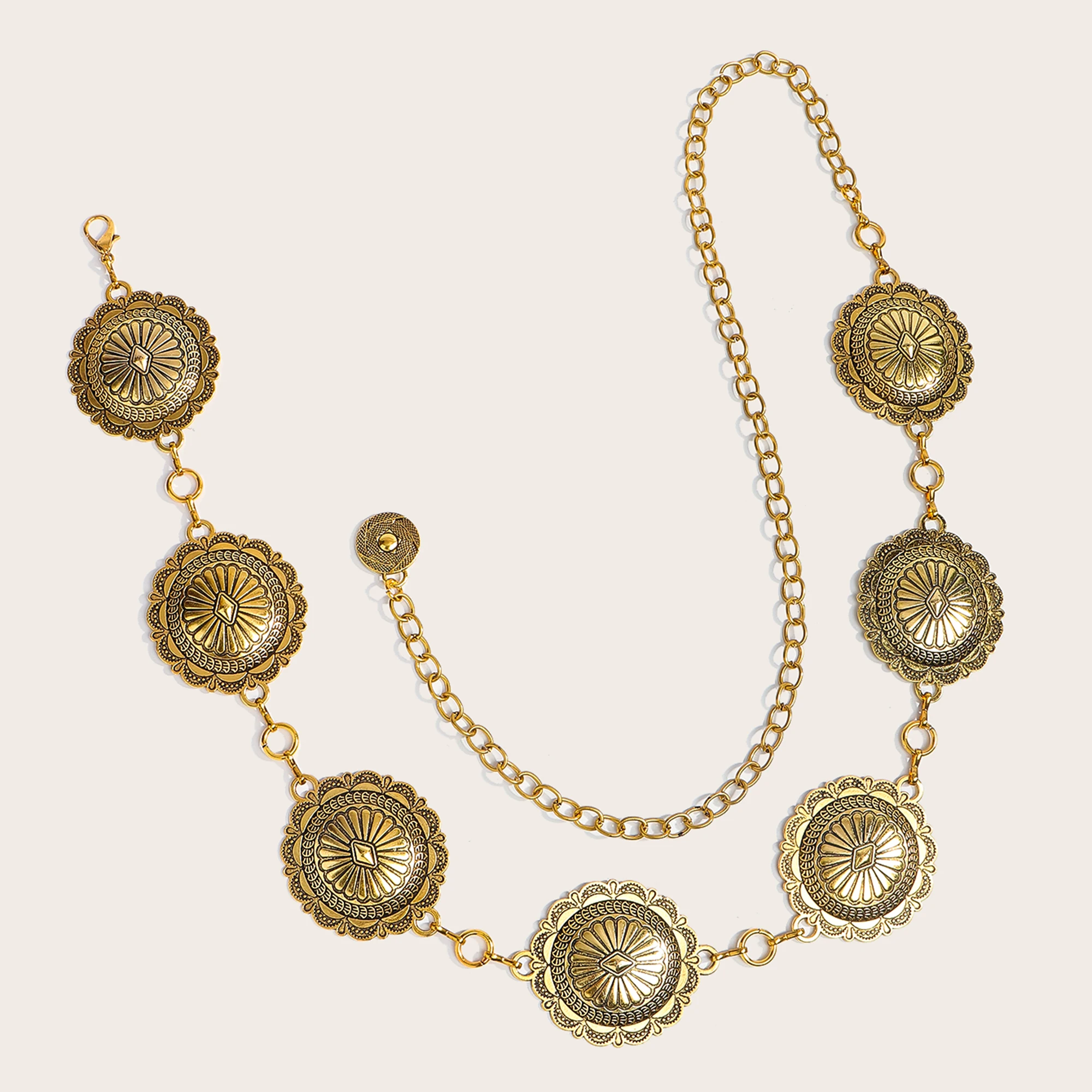 1 قطعة خمر المعادن المرأة الخصر سلسلة الأزياء تنوعا العصرية اللباس حزام التبعي