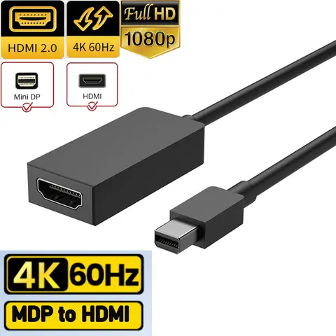Mini Displayport to HDMI 4K 60Hz adapter Active Thunderbolt Mini DP to HDMI 2.0 cable adapter for Microsoft Surface Pro 6/4/3