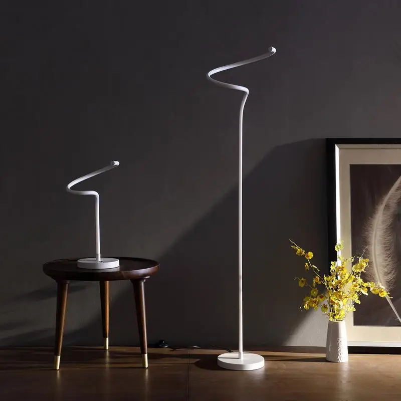 19-Inch LED Matte White S-Curve Spiral Table Lamp - Modern Design for Home & Office Lighting