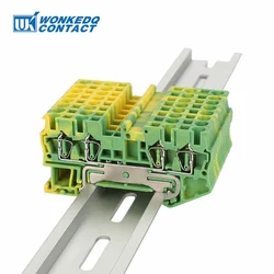 ST2.5-QU-PE Grounding Spring Cage Terminal Block Connector 2-in/out 2.5mm² Electric Earth Mount on Din Rail ST 2.5-QUATTRO