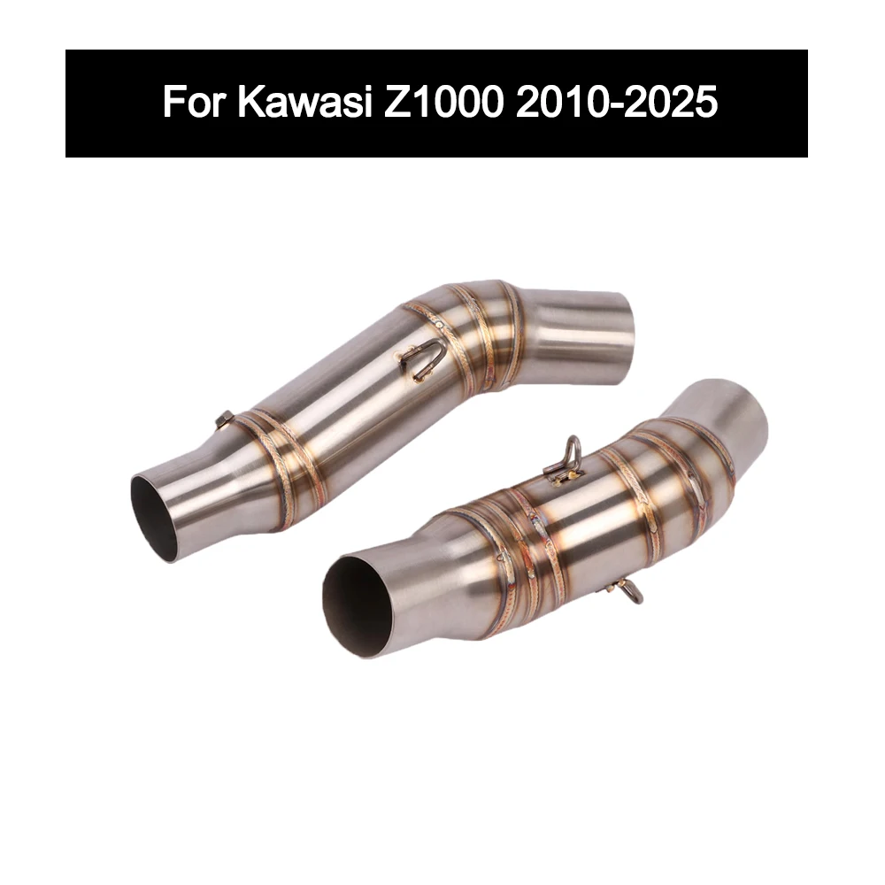 

51mm Motorcycle Exhaust Escape Middle Link Pipe Stainless Steel Muffler With DB Killer Slip On For Kawasaki Z1000 2010-2025