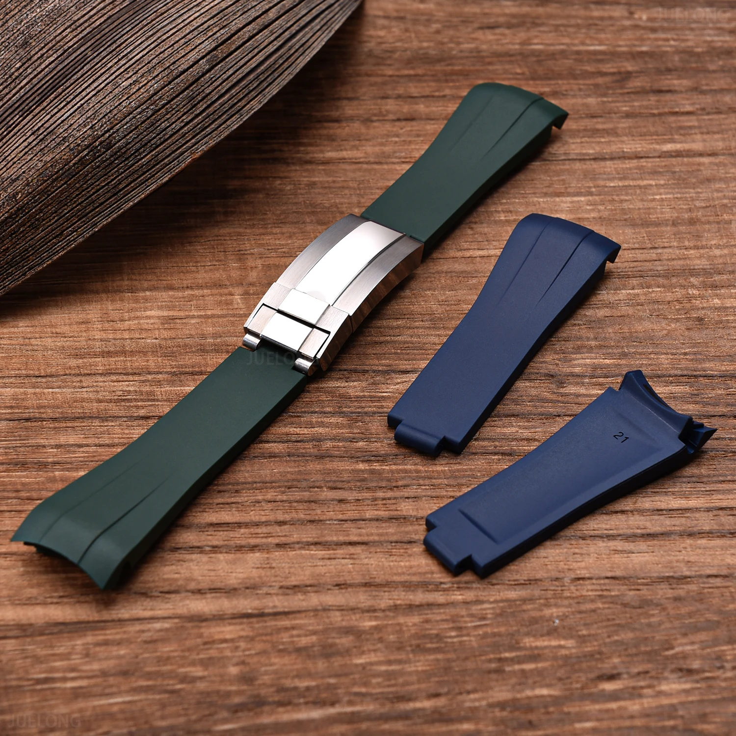 Soft FKM Fluoro Rubber Watchband 21mm For Rolex Strap For Submariner GMT OYSTERFLEX Daytona Bracelet 316L Steel Folding Buckle