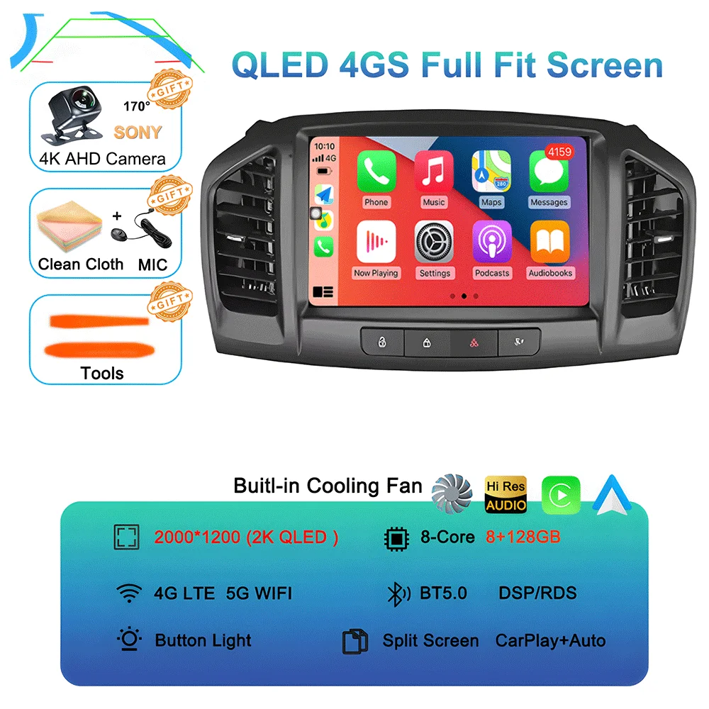 Android 16 Carplay Auto Voor Buick Regal 2009-2013 Opel Insignia 2008-2012 Multimedia Auto Radio Speler WIFi + 4G Geen 2din DVD Stereo