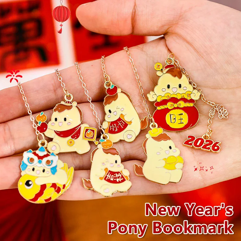 

1/6 шт. металлические закладки в виде лошади к Китайскому Новому году, студенческие канцелярские товары, милые подвески с животными на удачу, тематические украшения для рукоделия, подарок