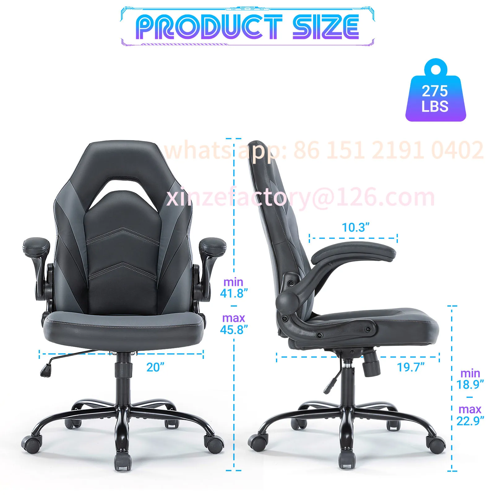 Silla de escritorio para juegos en casa, ergonómica, personalizable, JHK, para ordenador de oficina, silla de carreras de cuero PU ajustable, reposabrazos abatible para Navidad