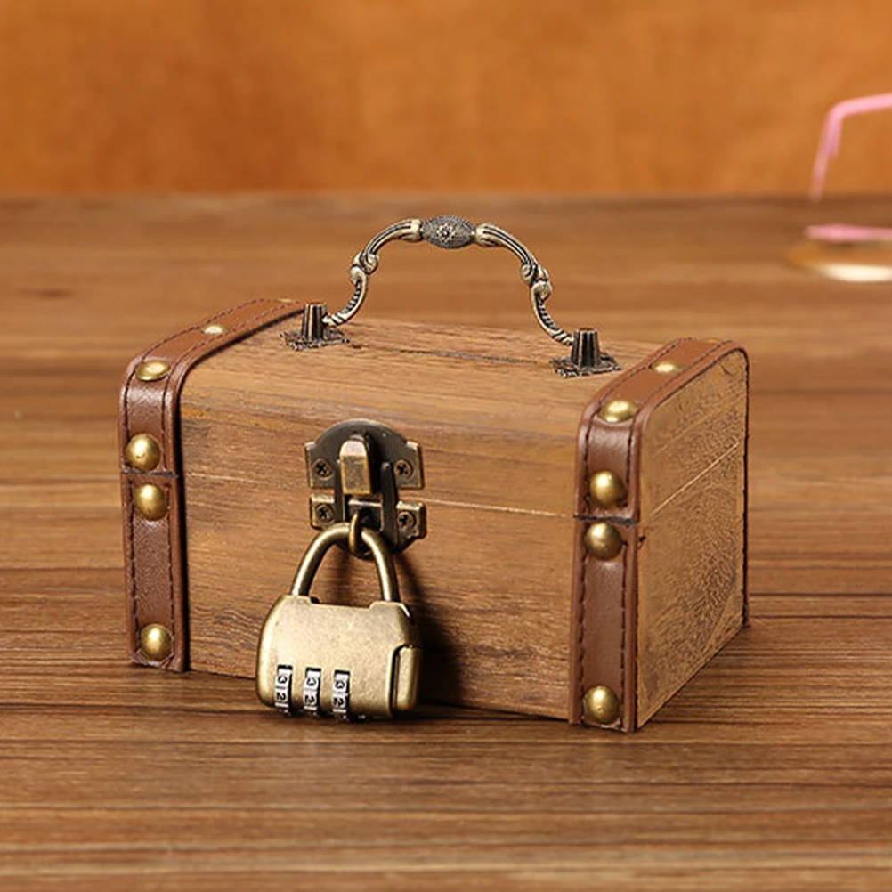 

Saving Box with Lock Small Retro Treasure Chest Pirate Storage Boxes Jewelry Case Manual