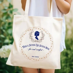 Book Lovers Gift Jane Austen Quote Graphic Print Tote Bags Ladies Elegant Shoulder Bags Large Capacity Canvas Bookish Female Bag