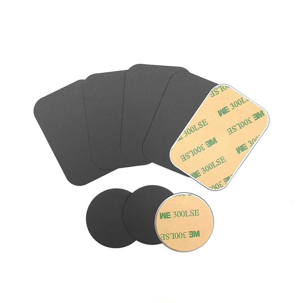 1/3/5pc Thin Metal Plate For Magnetic Car Phone Holder Iron Sheet Sticker Disk For Magnet Phone Stand Mount Round Retangle Black - náhled 4