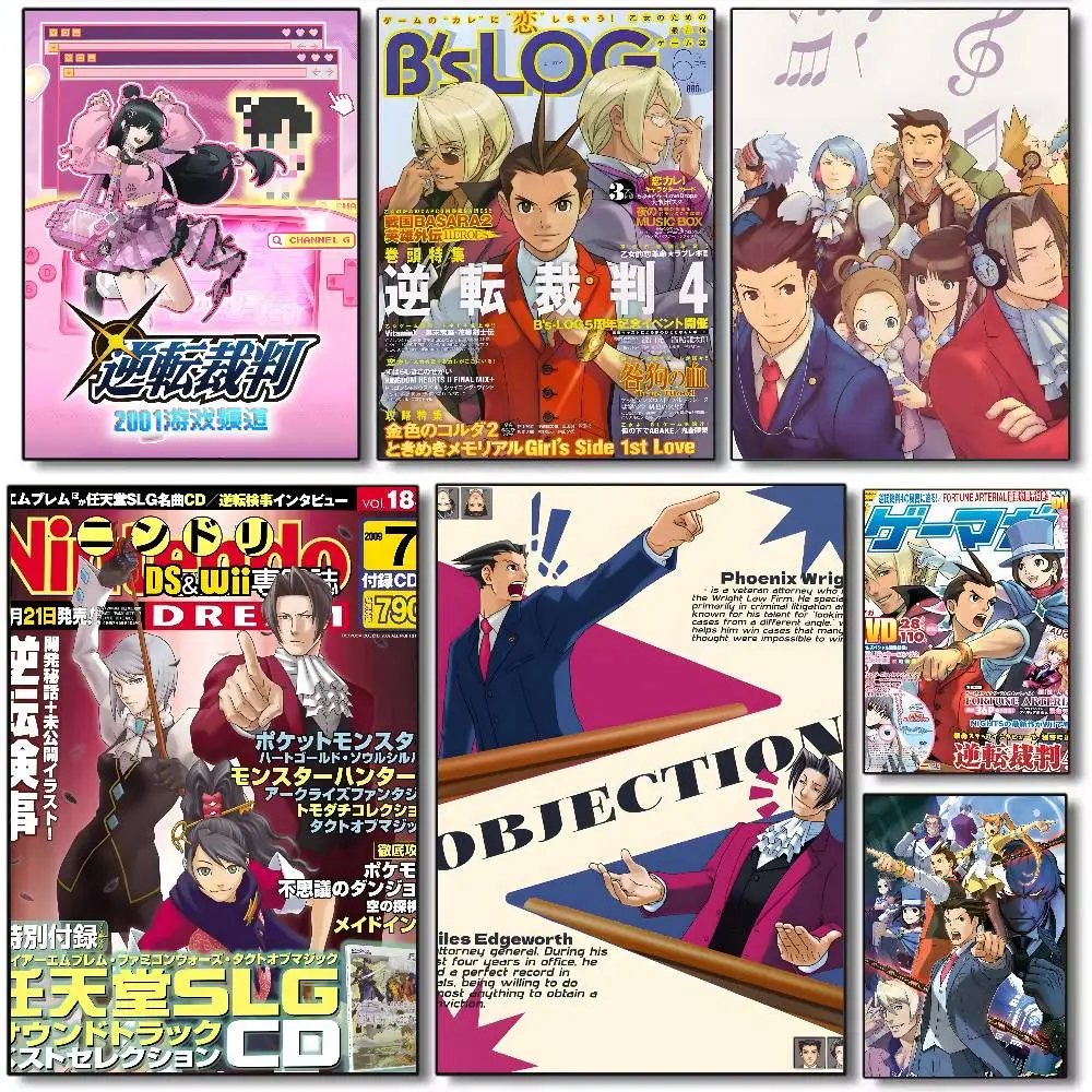 Adventure Game A-Ace A-Attorney poster Art HD canvas advanced aesthetic Printing Paper Wall Art for Living Room Home Decor