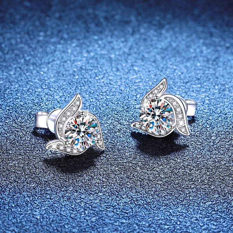 E219 Lefei Fashion Trendy Luxury Diamond-set Classic Color D Moissanite Design Windmill Earrings Women s925 Silver Party Jewelry