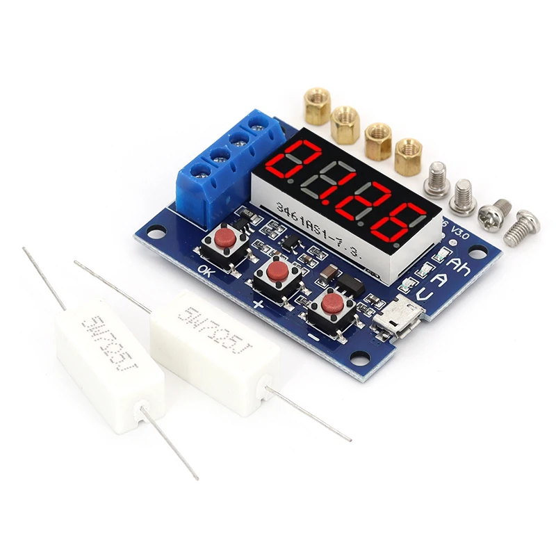 Battery Tester LED Digital Display 18650 Lithium Battery Power Supply Test Resistance Lead-acid Capacity Discharge Meter ZB2L3