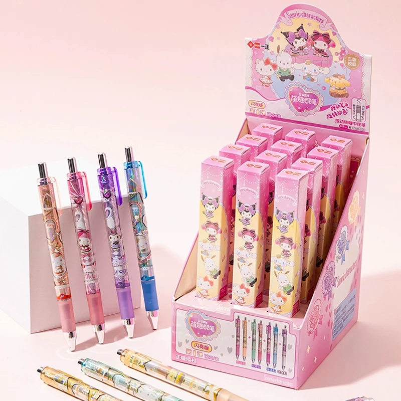 

12 шт. Sanrio Cinnamoroll Kuromi Hellokitty Pochacco нейтральные ручки слепая коробка гелевые ручки черная ручка студенческие канцелярские принадлежности подарок оптовая продажа