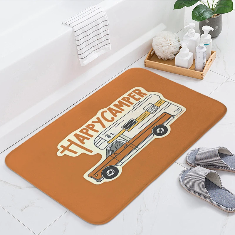 Happy Campers Entrance Door Doormat Living Room Floor Carpet for Kitchen Balcony Hallway Waterproof Bathroom Mat Balcony Home