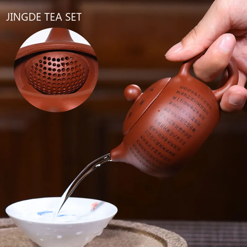 

Yixing Raw Ore Dahongpao Xishi Tea Pot Handmade Ball Hole Filter Teapot Chinese Purple Clay Beauty Kettle Home Teaware 130ml
