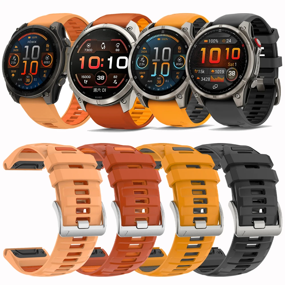 Offizielles Uhrenarmband 22 26mm für Garmin Fenix 8 9 Pro 47mm 51mm Solar 7 7X/Enduro/Epix/Tactix8 970 Sportliches Silikon QuickFit Armband – Detail 4