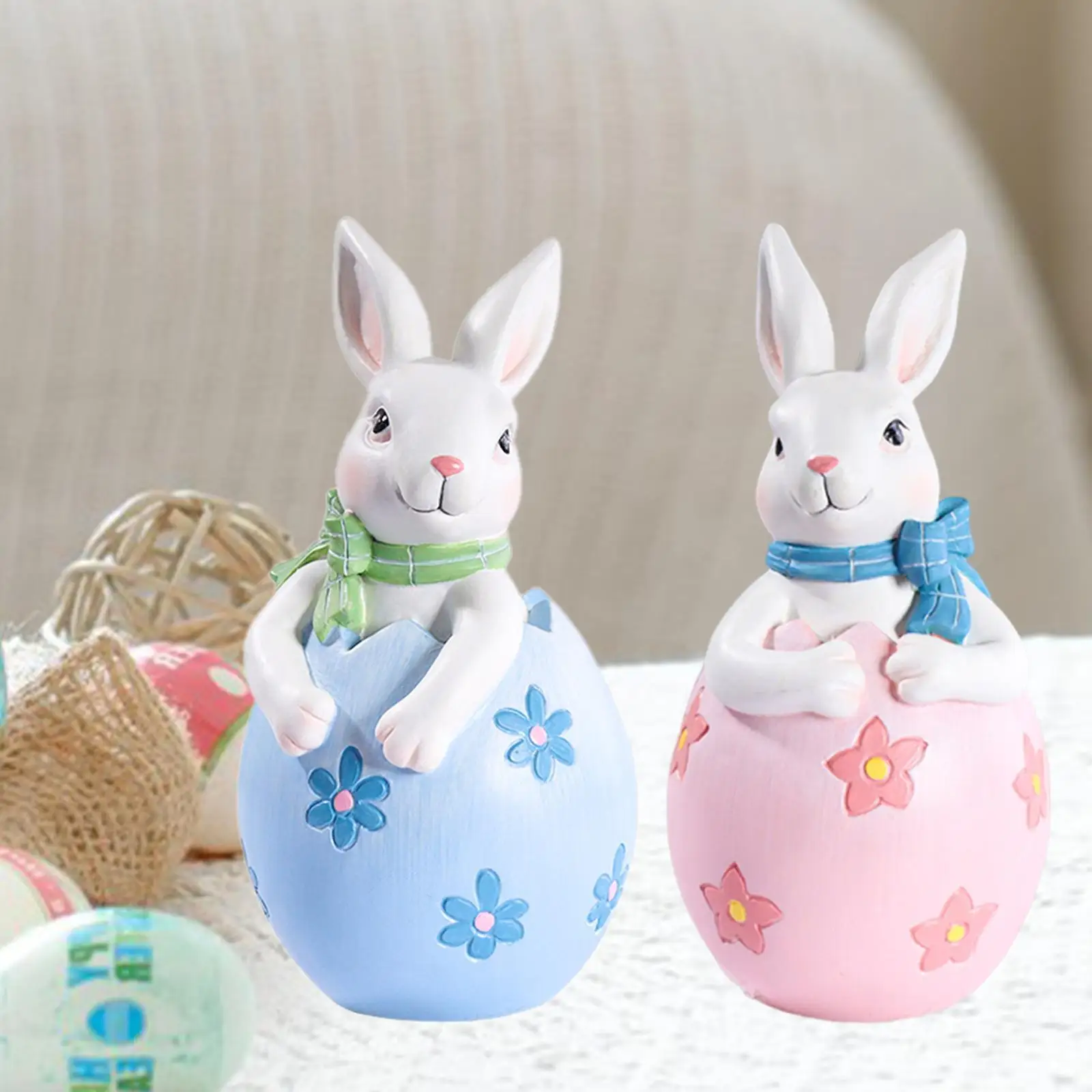 Easter Bunny Figurine ประติมากรรมน่ารักสําหรับเดสก์ท็อปเพื่อนเด็กผู้หญิงเตาผิง