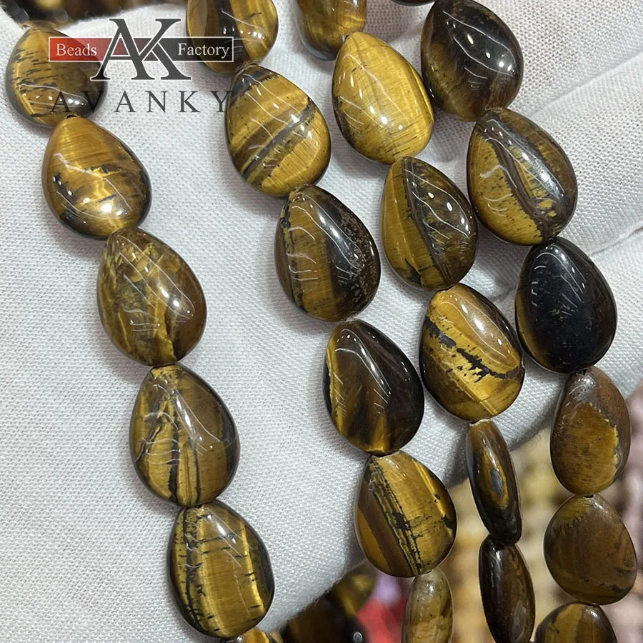 Natural Tiger Eye Stone Water Droplet Melon Seeds Shape Loose Beads Jewelry Making DIY Necklace Bracelet Accessory 15''13x18mm