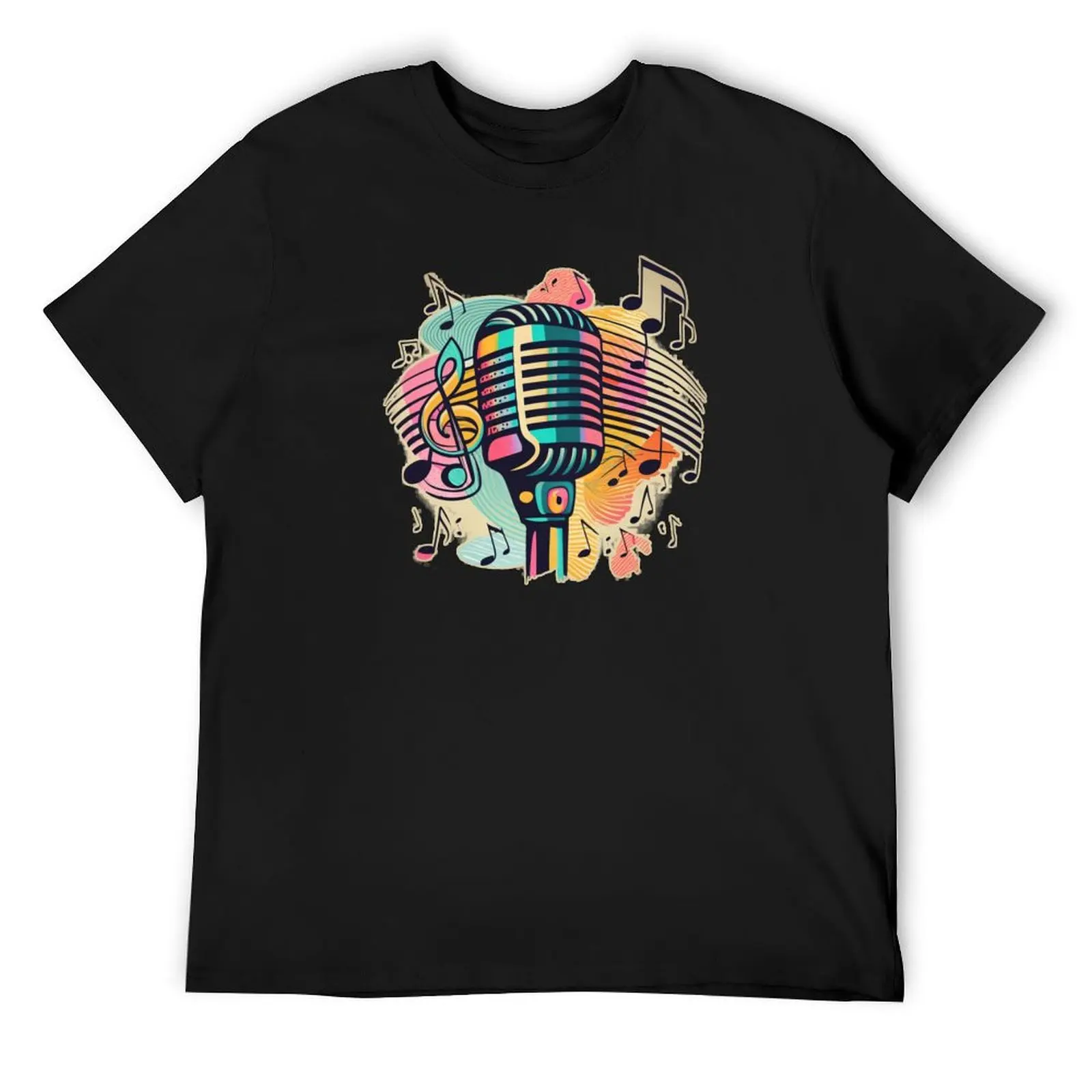 

Colorful Old Microphone T-Shirt croswit shirt man street wear korean fashion mens graphic t-shirts